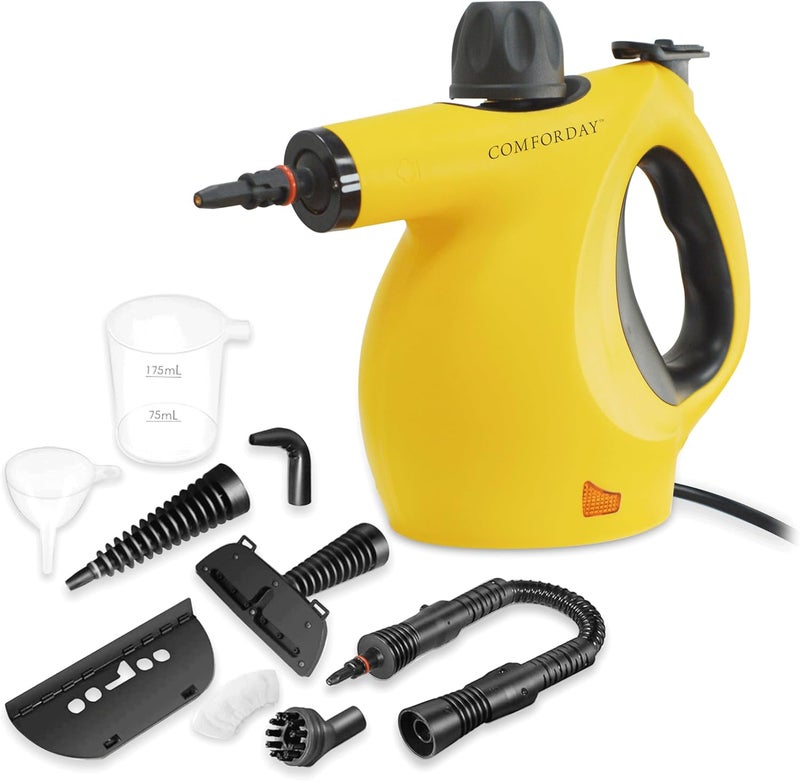 Comforday Multi-Purpose Steam Cleaner with 9-Piece Accessories, Perfect for Stain Removal, Curtains, Car Seats, Floor, Bathroom, (Yellow) - Image 1